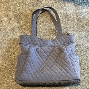 VERA BRADLEY LARGE GLENNA CARBON GRAY MICROFIBER PURSE/TOTE BAG